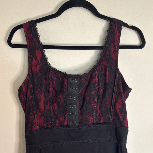 Royal Bones Black and Red High Low Corset Top Dress Size Large Goth Vampire - Picture 4 of 8